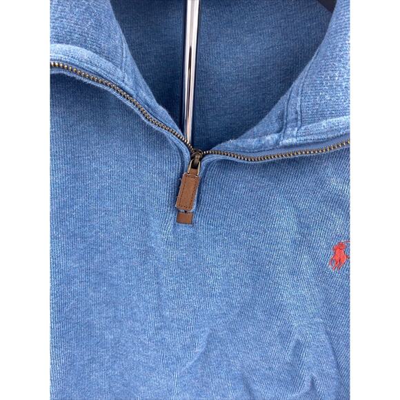 Polo Ralph Lauren Men's Sz XL Blue Cotton 1/4 Zip Pullover Sweater - Picture 3 of 6